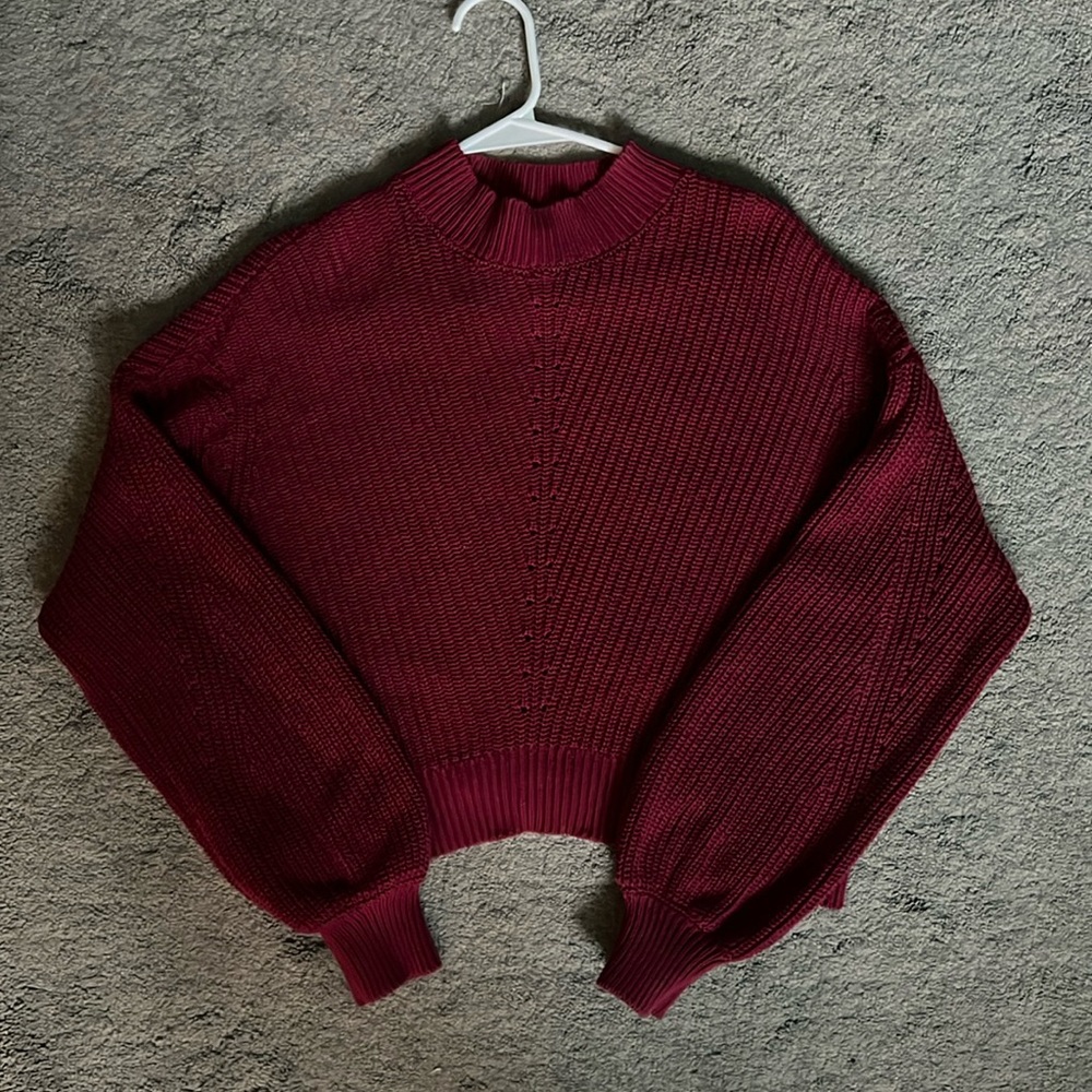 Cropped Mock Neck Sweater